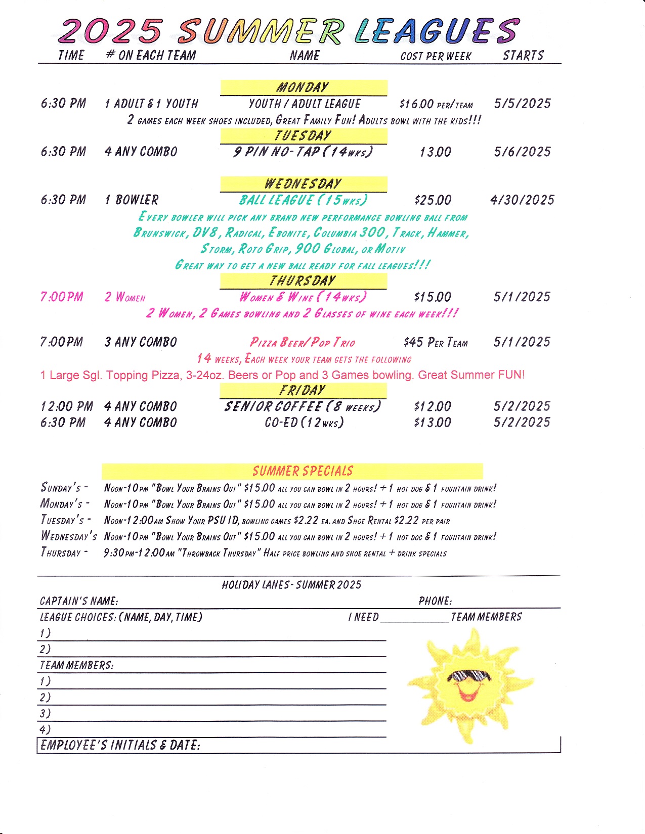 Fall Schedule